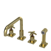 Rubinet Widespread Kitchen Set with Genesis Spout with Hand Spray Natural Brass