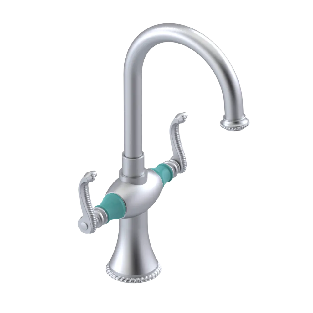 Rubinet Single Hole Dual Handle Lav. Set. (less drain) Satin Chrome
