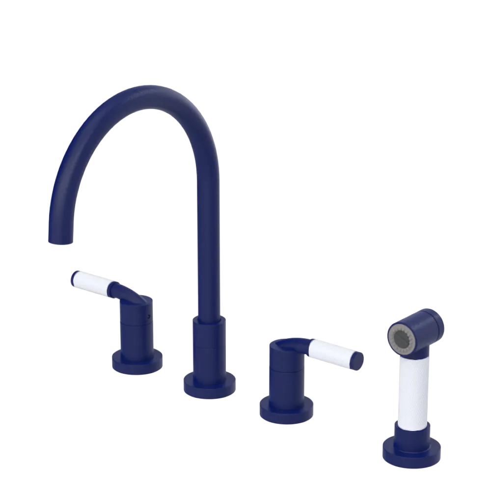 Rubinet Widespread Kitchen Set with Hand Spray Midnight Blue