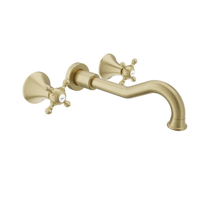 Baril Two handles wall-mounted lavatory faucet, drain not included