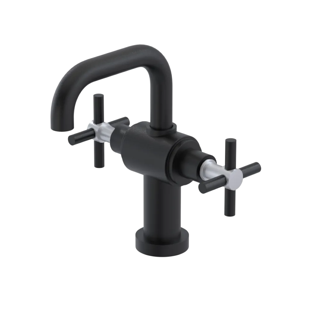 Rubinet Single Hole Dual Handle Lav. Set. (less drain) Matt Black