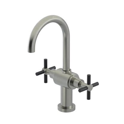 Rubinet Single Hole Dual Handle Lav. Set with LaSalle Spout (less drain) Satin Nickel