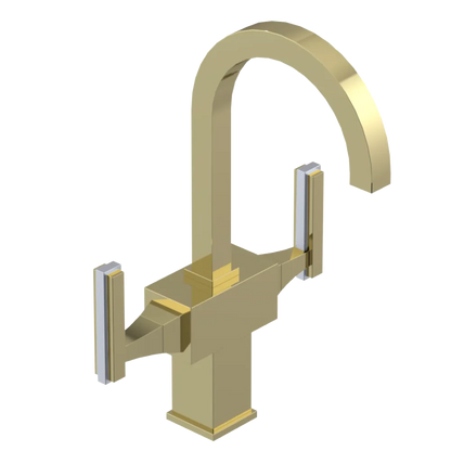 Rubinet Single Hole Dual Handle Lav. Set. (less drain) Gold