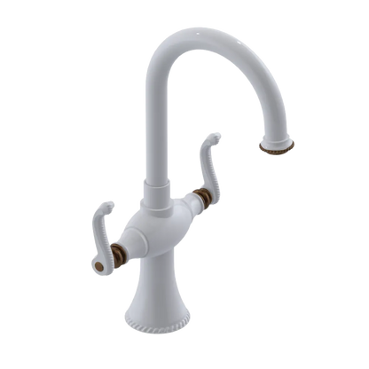Rubinet Single Hole Dual Handle Lav. Set. (less drain) White