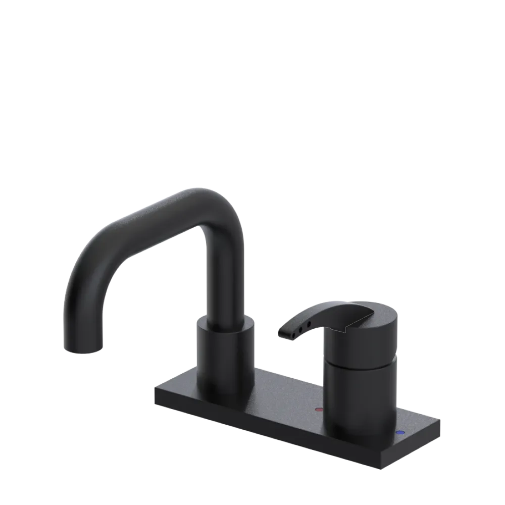 Rubinet 4" Centre Single Control Lav. Set. with Genesis spout (less drain) Matt Black