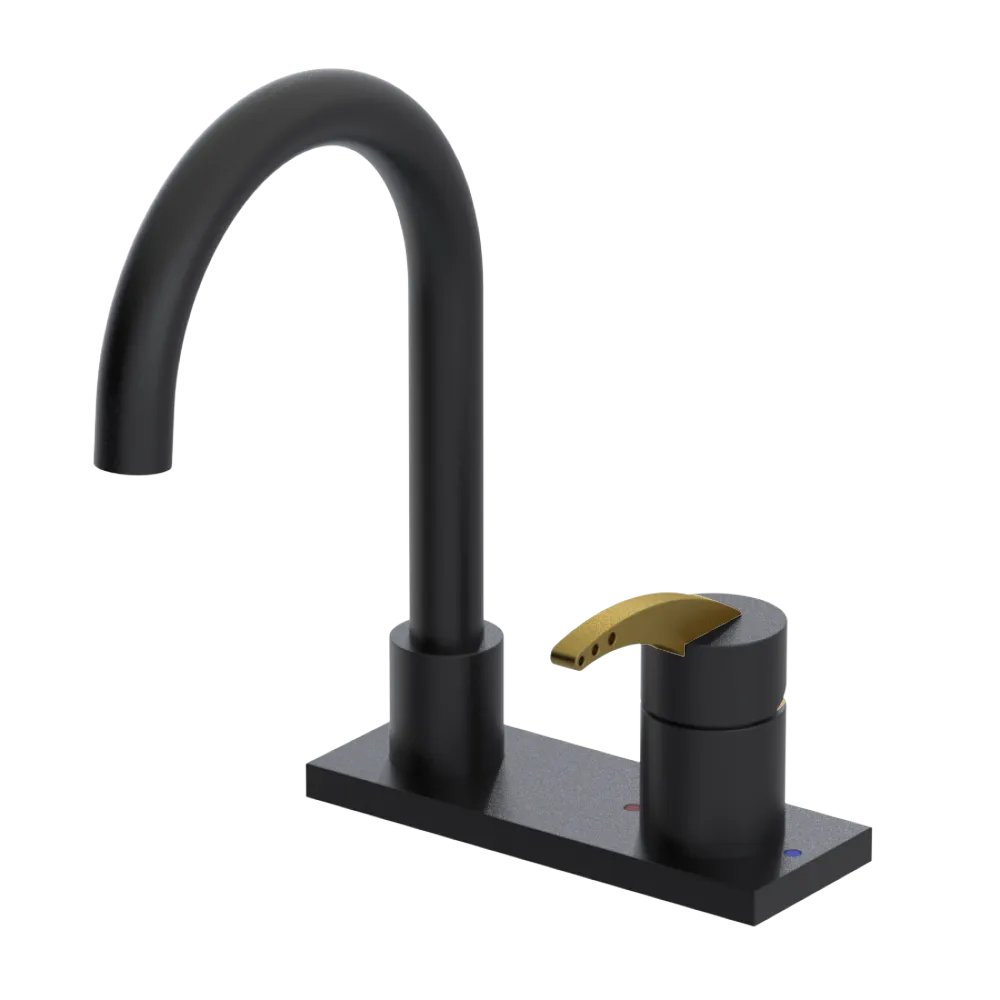 Rubinet 4" Centre Single Control Lav. Set. (less drain) Matt Black