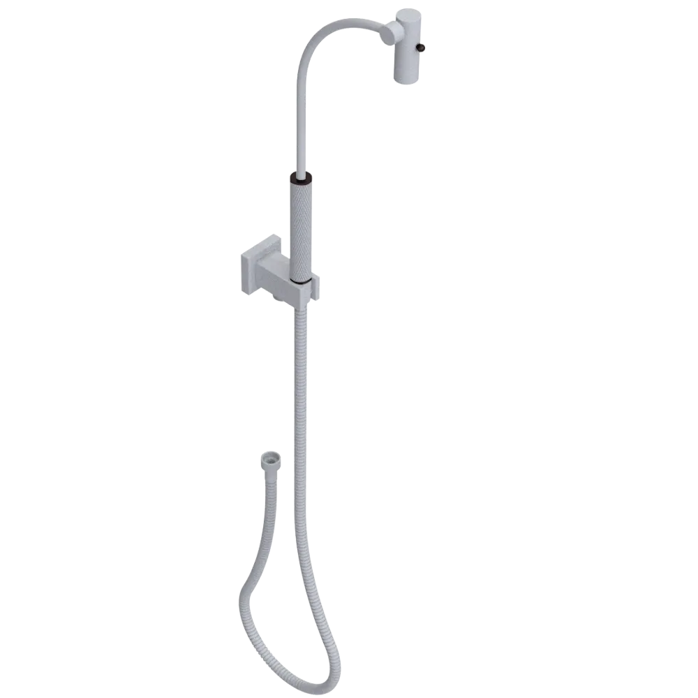 Rubinet Hand Held Shower Bidet with Extended Reach & Dual Function Spray Including Wall Bracket with Supply & Hose (Square) Matt White