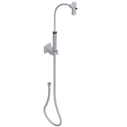 Rubinet Hand Held Shower Bidet with Extended Reach & Dual Function Spray Including Wall Bracket with Supply & Hose (Square) Matt White