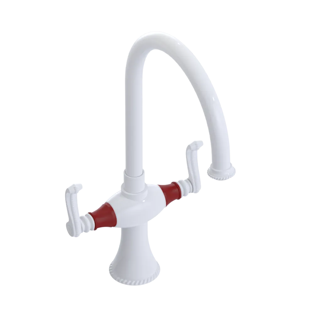 Rubinet Two Handle Single Hole Kitchen Set White