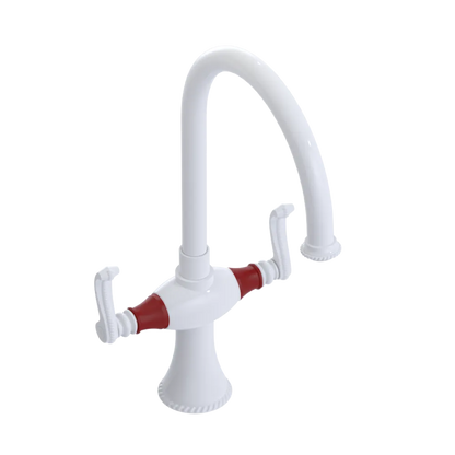 Rubinet Two Handle Single Hole Kitchen Set White