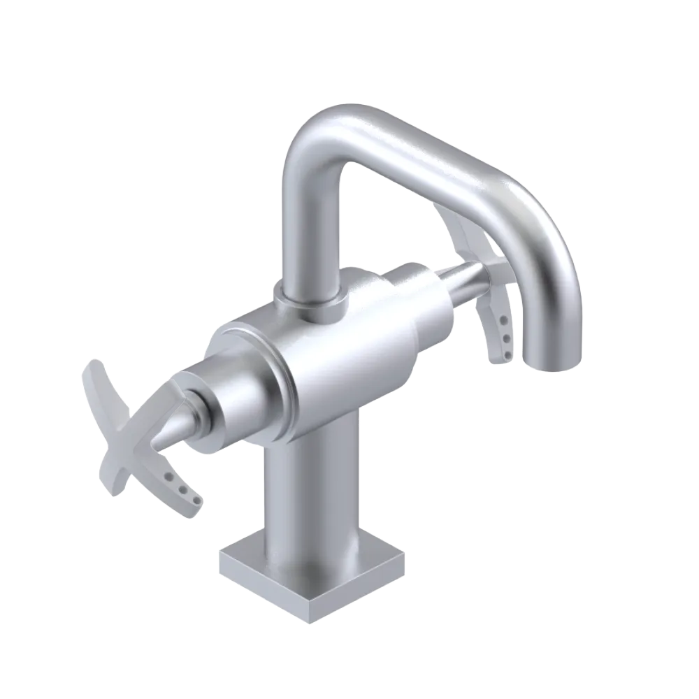 Rubinet Single Hole Dual Handle Lav. Set. with Genesis spout (less drain) Satin Chrome