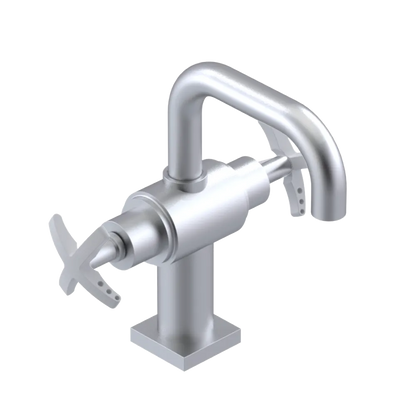 Rubinet Single Hole Dual Handle Lav. Set. with Genesis spout (less drain) Satin Chrome