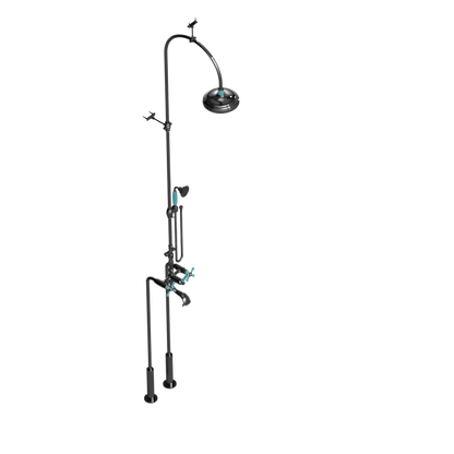 Rubinet Floor Mount Tub & Shower with hand held shower Chrome