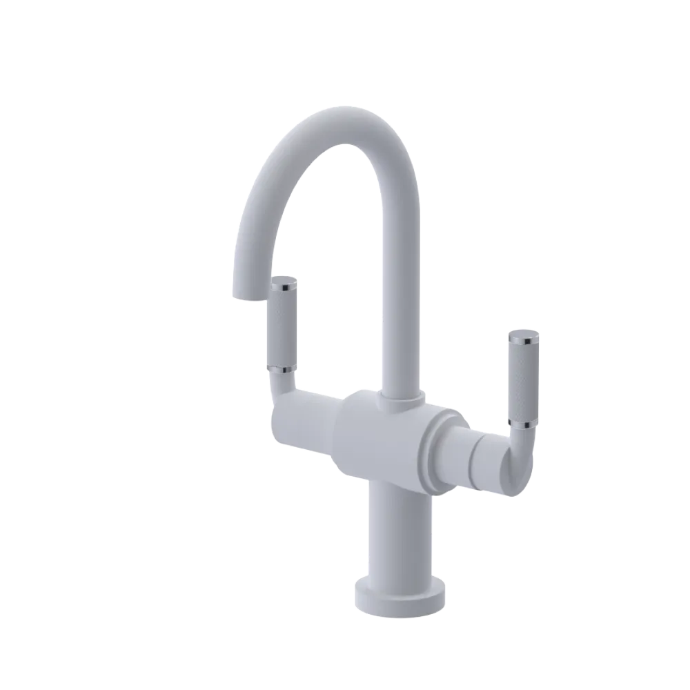 Rubinet Single Hole Dual Handle Lav. Set. (less drain) Matt White