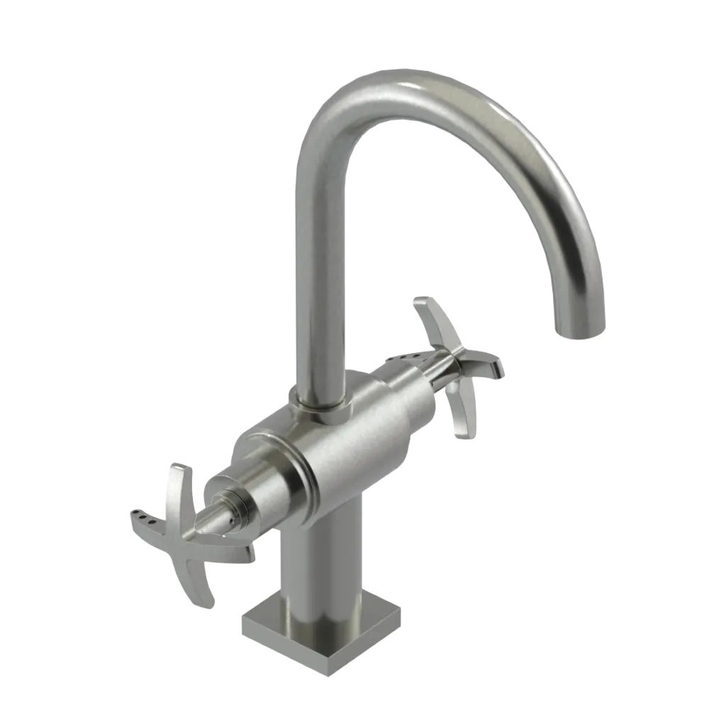 Rubinet Single Hole Dual Handle Lav. Set. (less drain) Satin Nickel