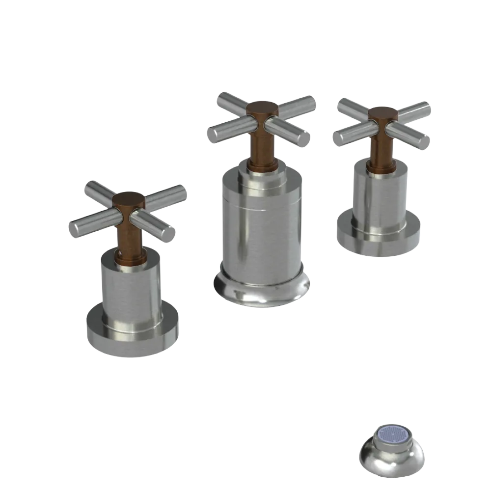 Rubinet Bidet Fitting with Spray, Diverter, and Vacuum Breaker (less drain) Satin Nickel