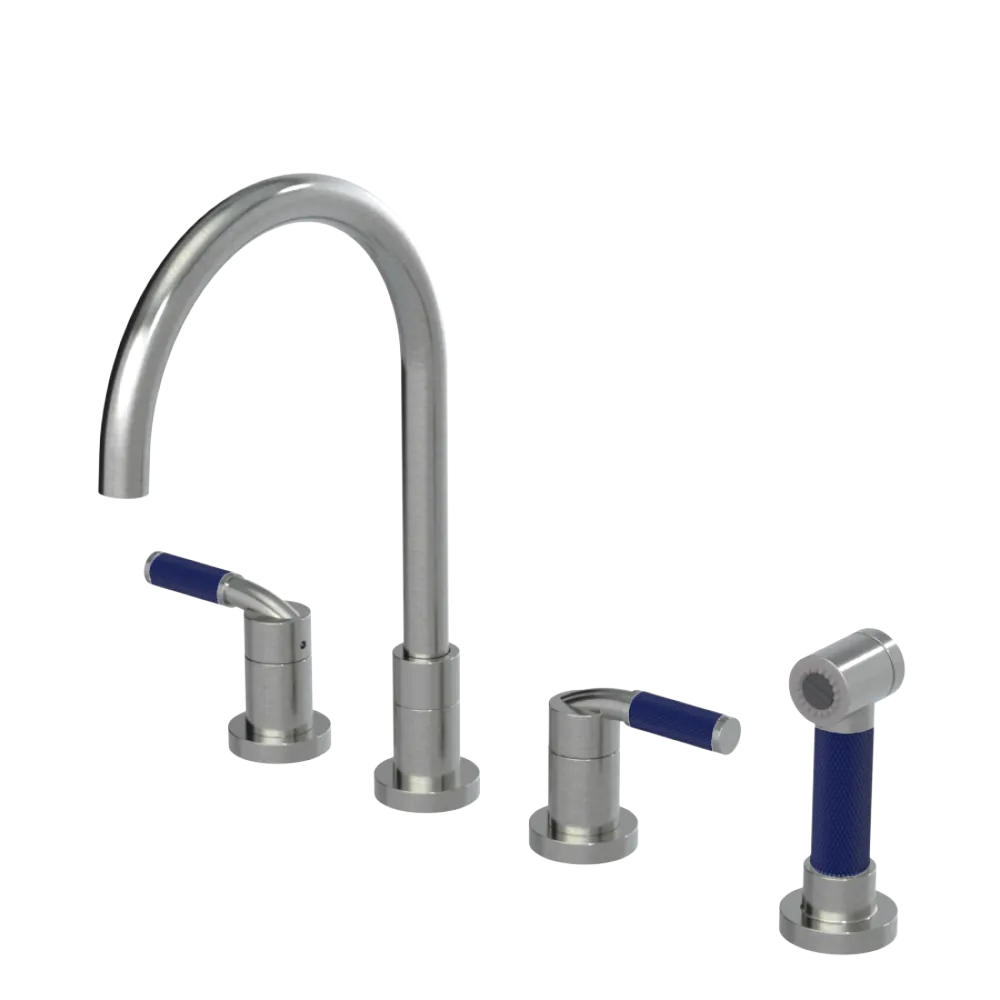 Rubinet Widespread Kitchen Set with Hand Spray Satin Nickel