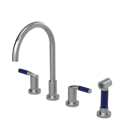 Rubinet Widespread Kitchen Set with Hand Spray Satin Nickel