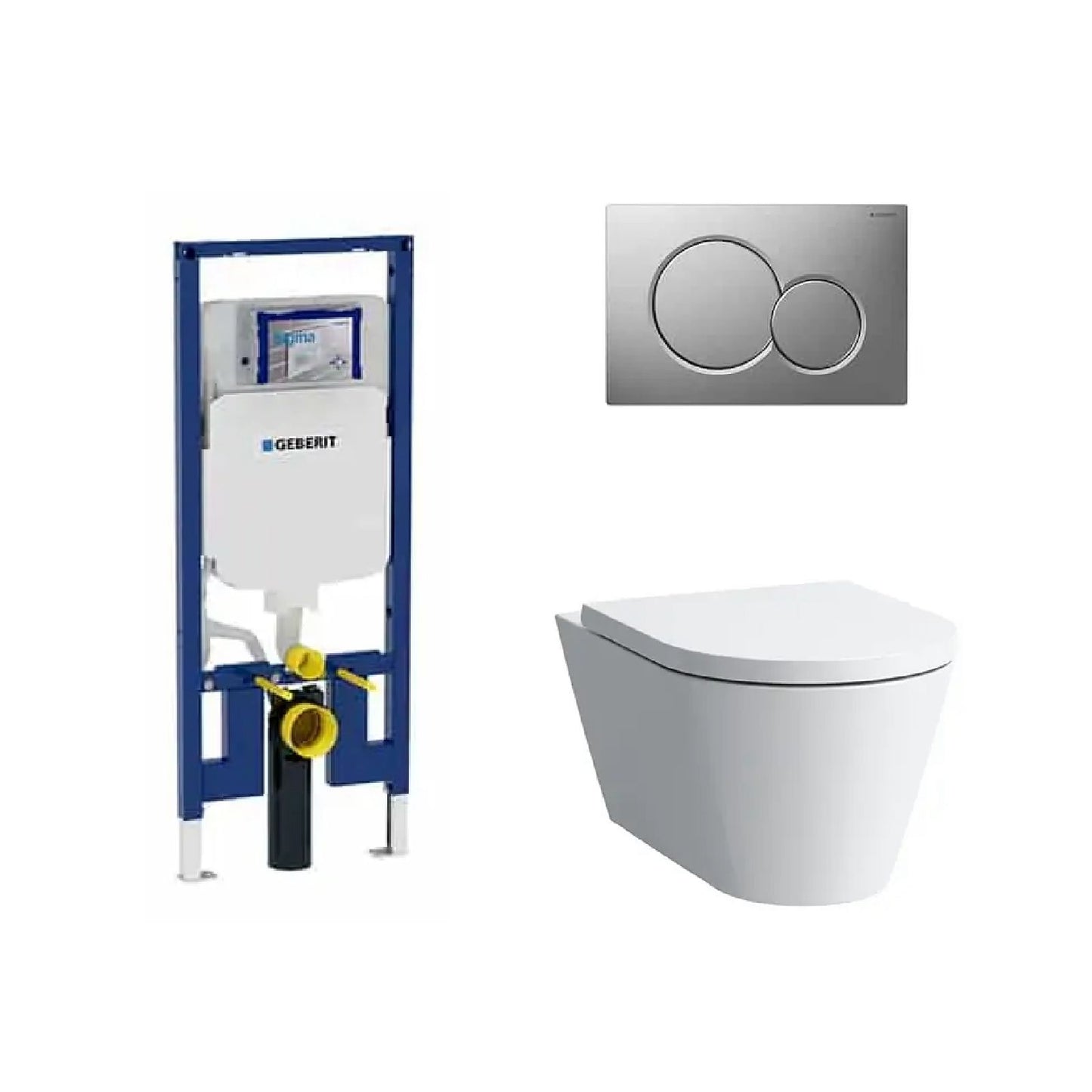 Laufen Two-Piece With Geberit - Kartell Wall-Hung Toilet System – Seat Included