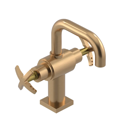 Rubinet Single Hole Dual Handle Lav. Set. with Genesis spout (less drain) Satin Gold
