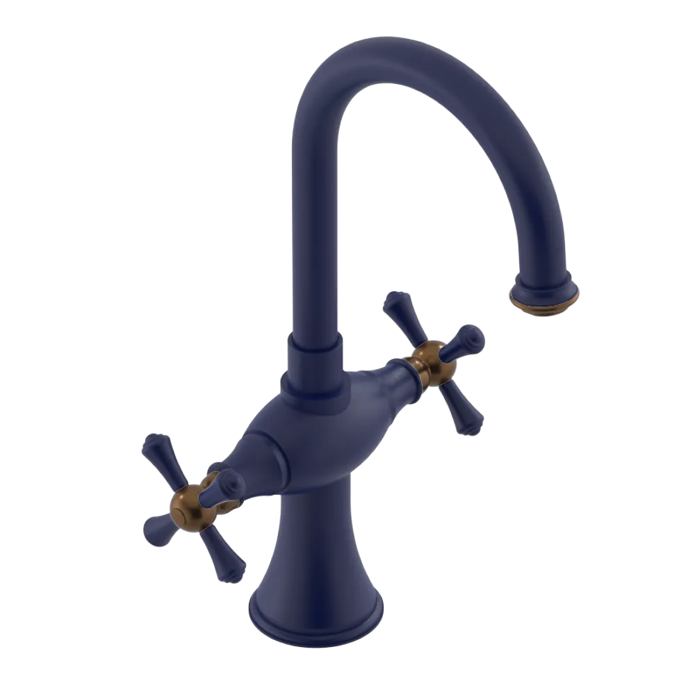 Rubinet Single Hole Dual Handle Lav. Set. (less drain) Midnight Blue