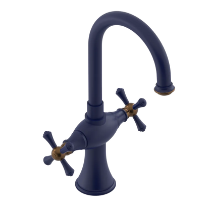 Rubinet Single Hole Dual Handle Lav. Set. (less drain) Midnight Blue