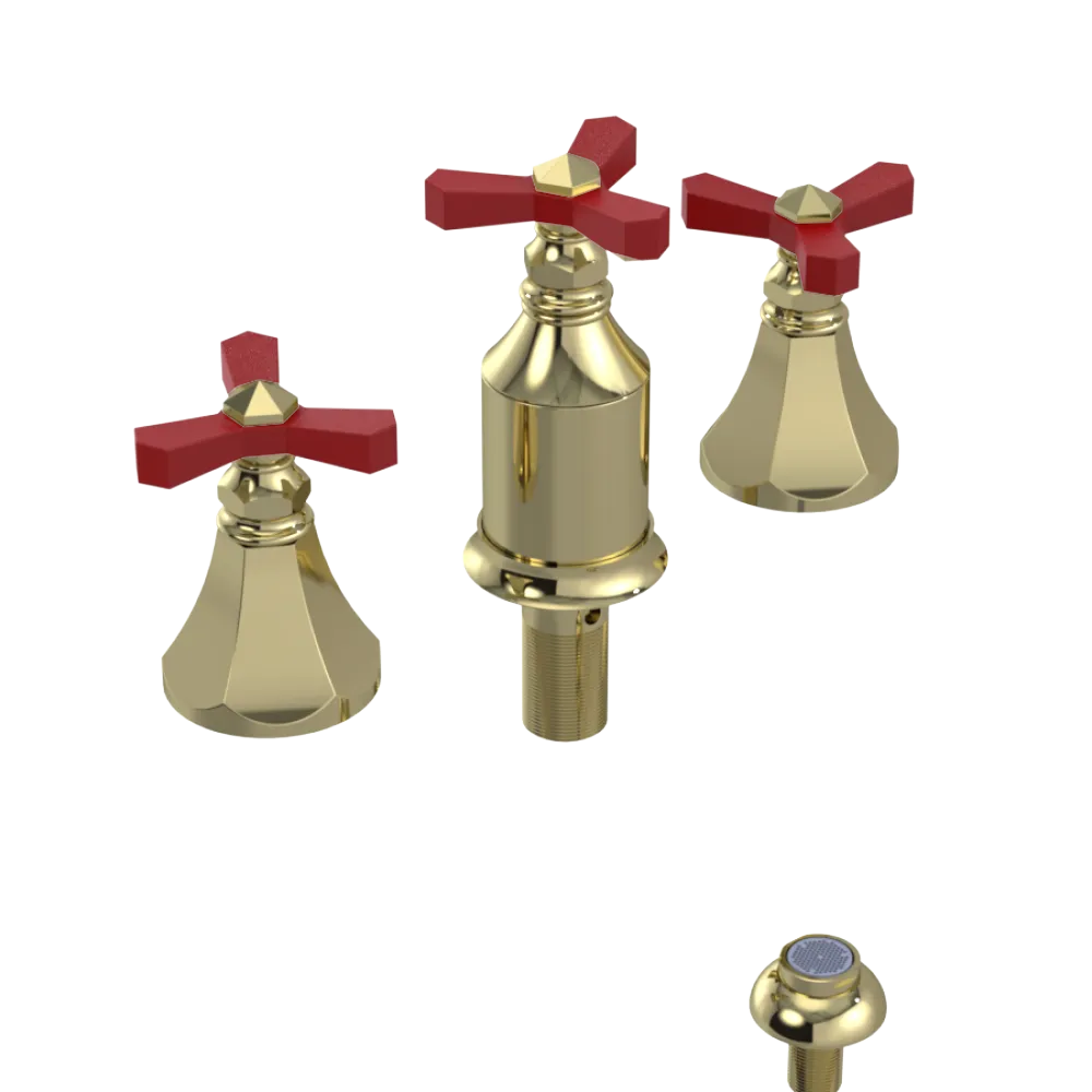 Rubinet Bidet Fitting with Spray, Diverter, and Vacum Breaker (Less Drain) Gold