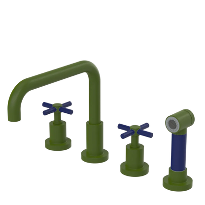 Rubinet Widespread Kitchen Set with Hand Spray Green Envy