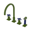 Rubinet Widespread Kitchen Set with Hand Spray Green Envy