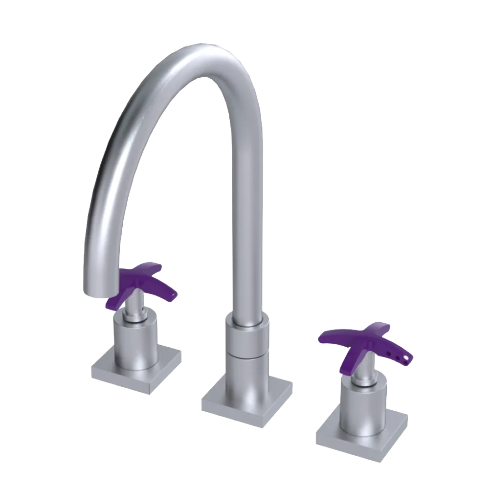 Rubinet Widespread Kitchen Set Satin Chrome