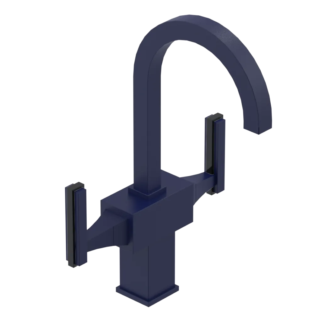 Rubinet Single Hole Dual Handle Lav. Set. (less drain) Midnight Blue