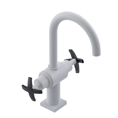 Rubinet Single Hole Dual Handle Lav. Set. (less drain) White