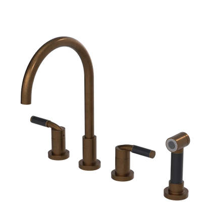 Rubinet Widespread Kitchen Set with Hand Spray Tuscan Brass