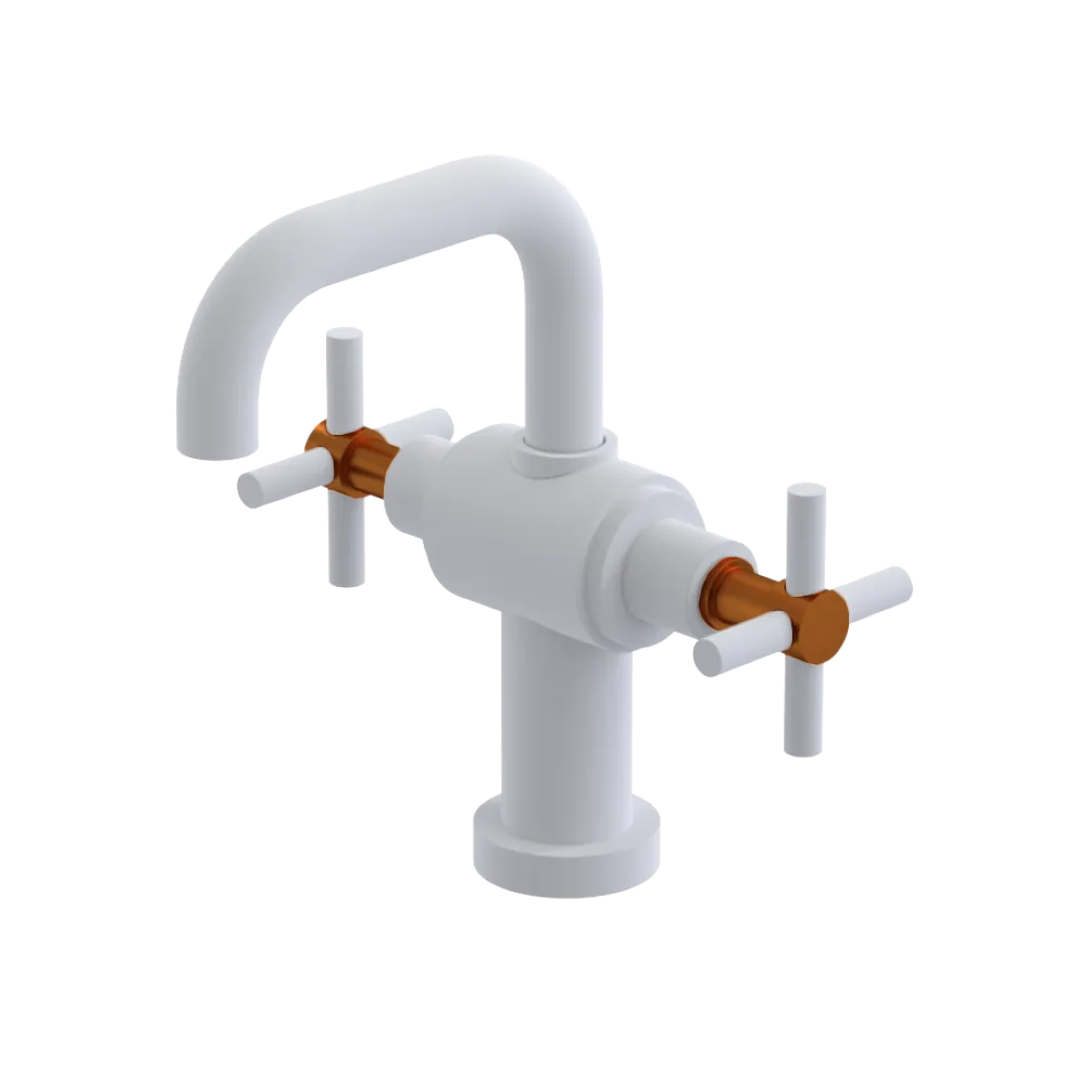 Rubinet Single Hole Dual Handle Lav. Set. (less drain) Matt White