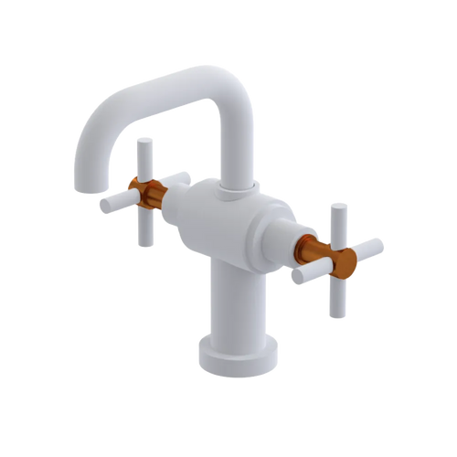 Rubinet Single Hole Dual Handle Lav. Set. (less drain) Matt White