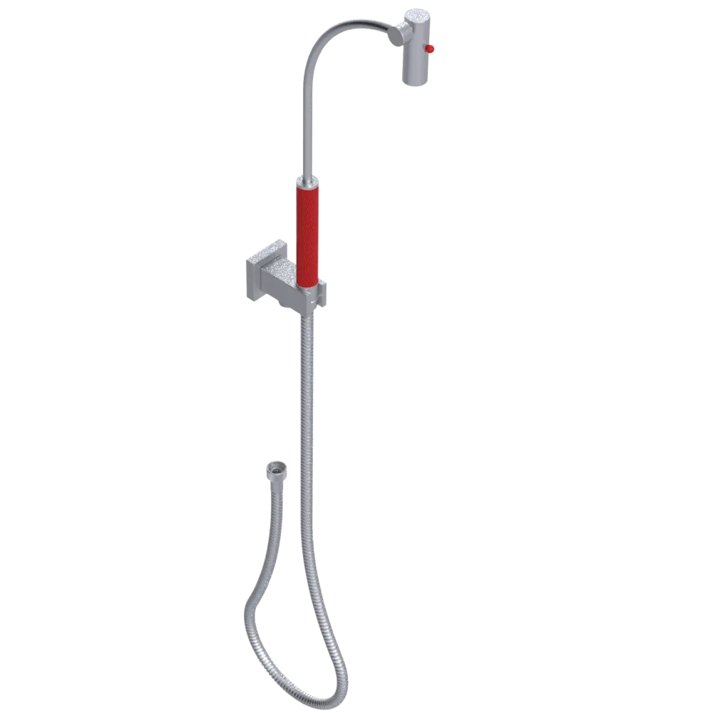 Rubinet Hand Held Shower Bidet with Extended Reach & Dual Function Spray Including Wall Bracket with Supply & Hose (Square) Satin Chrome