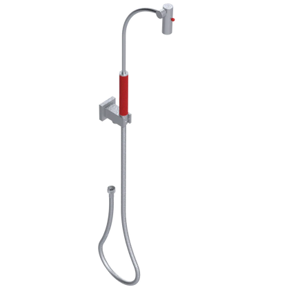 Rubinet Hand Held Shower Bidet with Extended Reach & Dual Function Spray Including Wall Bracket with Supply & Hose (Square) Satin Chrome
