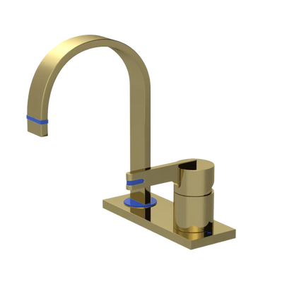 Rubinet 4" Centre Single Control Lav. Set (less drain) Natural Brass
