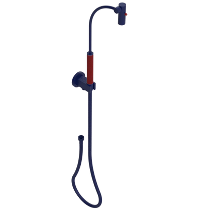 Rubinet Hand Held Shower Bidet with Extended Reach & Dual Function Spray Including Wall Bracket with Supply & Hose (Round) Midnight Blue
