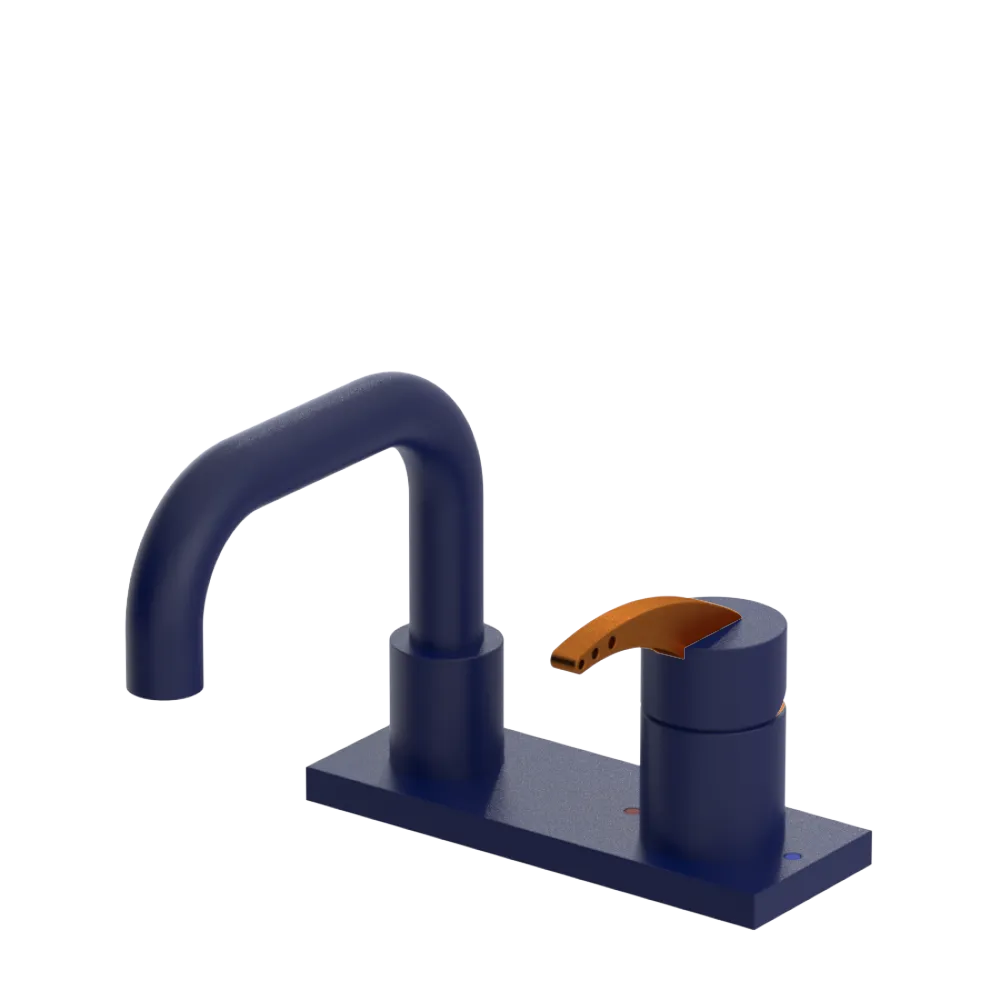 Rubinet 4" Centre Single Control Lav. Set. with Genesis spout (less drain) Midnight Blue