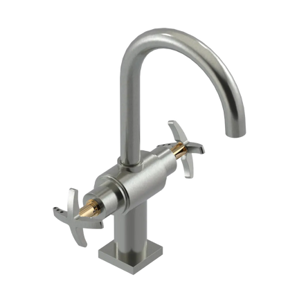 Rubinet Single Hole Dual Handle Lav. Set. (less drain) Satin Nickel