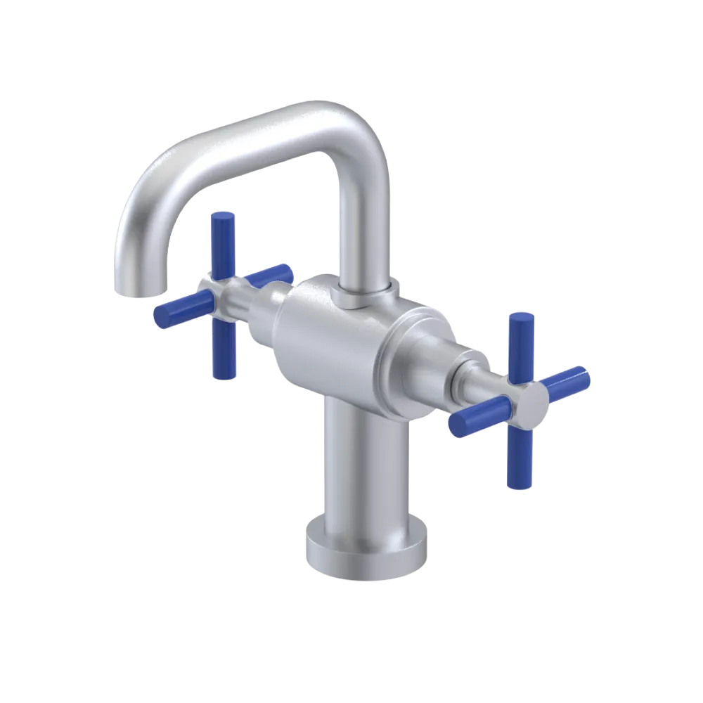 Rubinet Single Hole Dual Handle Lav. Set. (less drain) Satin Chrome