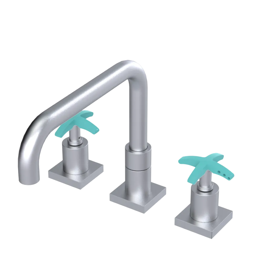 Rubinet Widespread Kitchen Set with Genesis Spout Satin Chrome