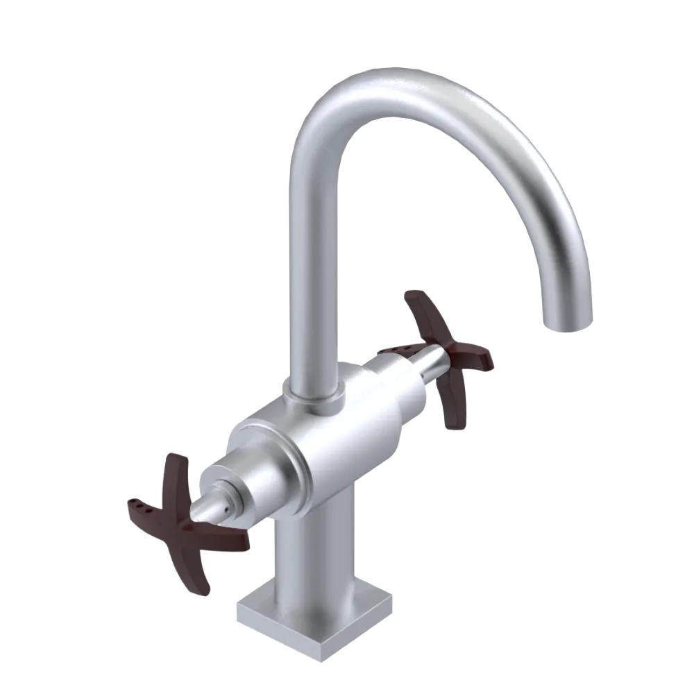 Rubinet Single Hole Dual Handle Lav. Set. (less drain) Satin Chrome