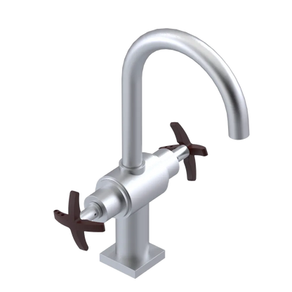 Rubinet Single Hole Dual Handle Lav. Set. (less drain) Satin Chrome