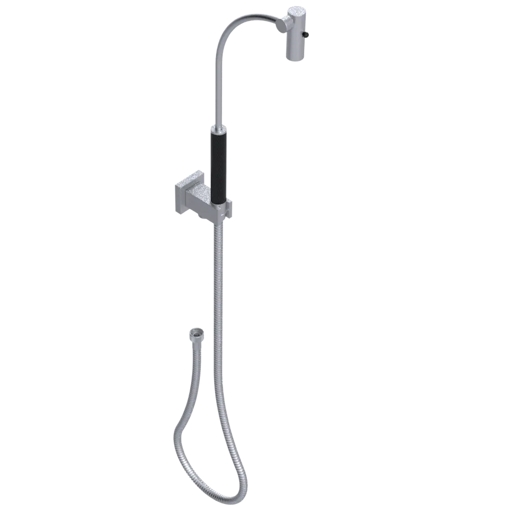 Rubinet Hand Held Shower Bidet with Extended Reach & Dual Function Spray Including Wall Bracket with Supply & Hose (Square) Satin Chrome