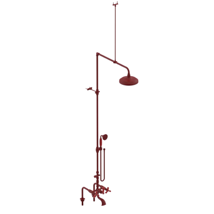 Rubinet Deck Mount Tub & Shower with Hand Held Shower Maroon