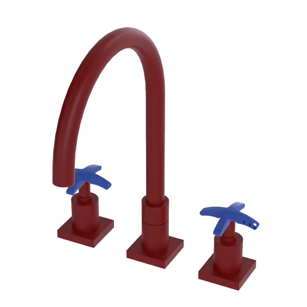 Rubinet Widespread Kitchen Set Maroon