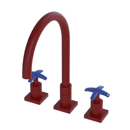 Rubinet Widespread Kitchen Set Maroon