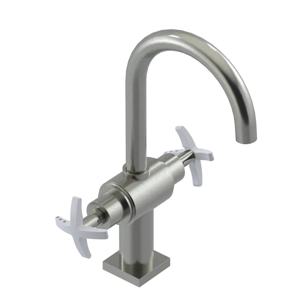 Rubinet Single Hole Dual Handle Lav. Set. (less drain) Satin Nickel